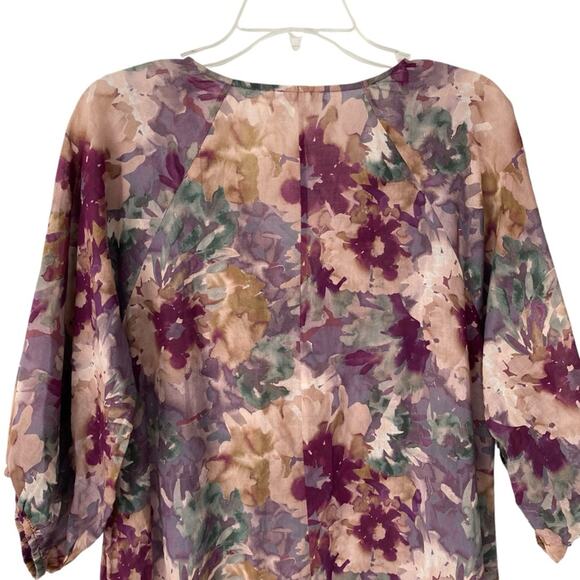 Calme by Johnny Was Button Raglan Floral Maxi Dress size medium Purple Pink - Picture 8 of 10